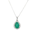Emerald and Diamond 18ct Gold Pendant and Chain