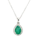 Emerald and Diamond 18ct Gold Pendant and Chain
