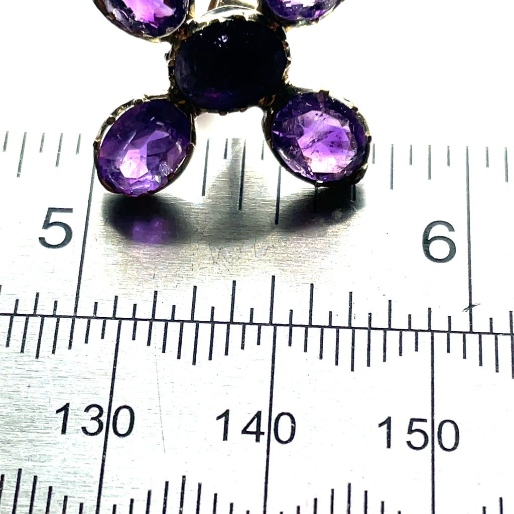 Georgian Flat Cut Amethyst Floral Earrings