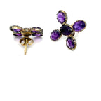 Georgian Flat Cut Amethyst Floral Earrings