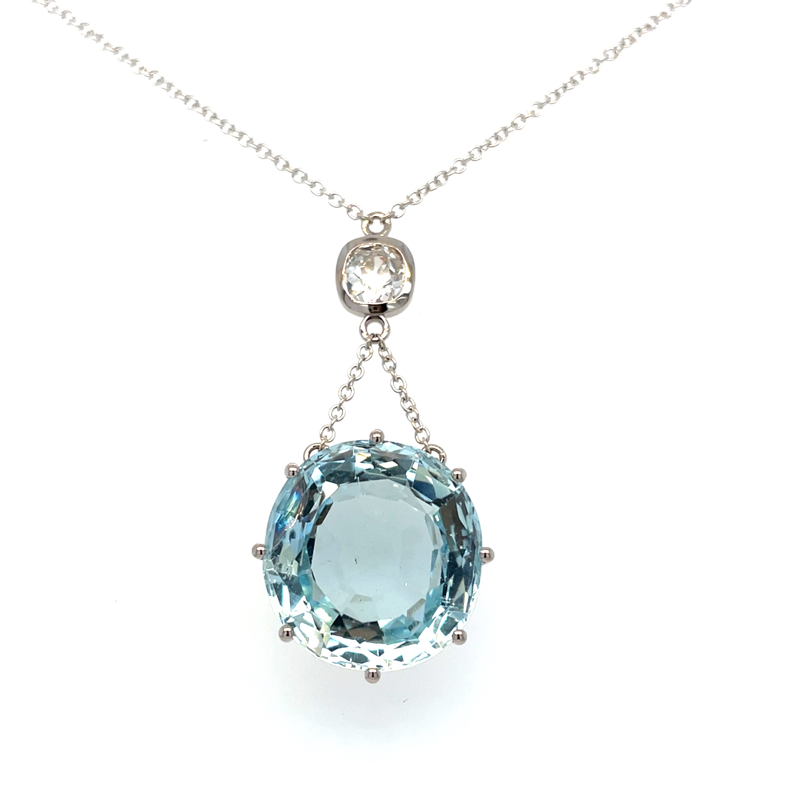 Aquamarine and Diamond 18ct Gold Pendant