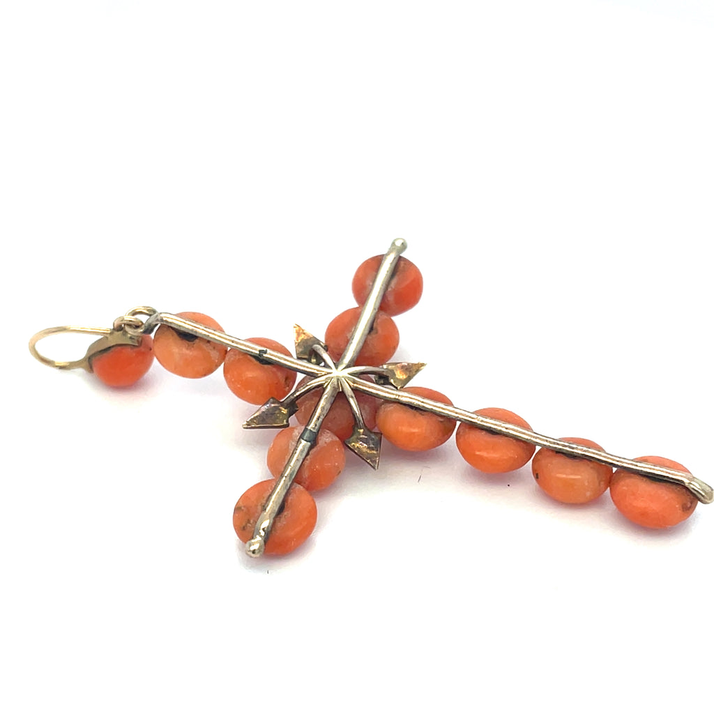 Antique French 18ct Gold Coral Cross