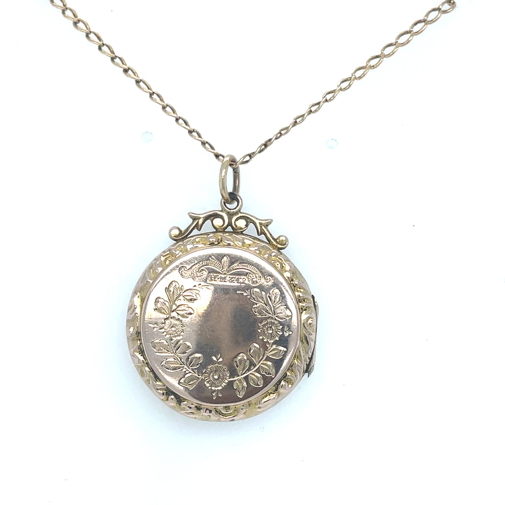 Edwardian 9ct Gold Engraved Swallow Antique Locket