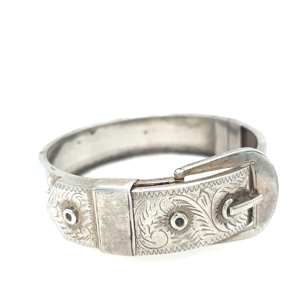 Antique Victorian Silver Belt Bangle