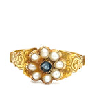 Victorian Gold Agate Pearl Mourning Ring 18ct Gold