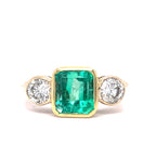 Emerald and Diamond Three Stone Ring 18ct