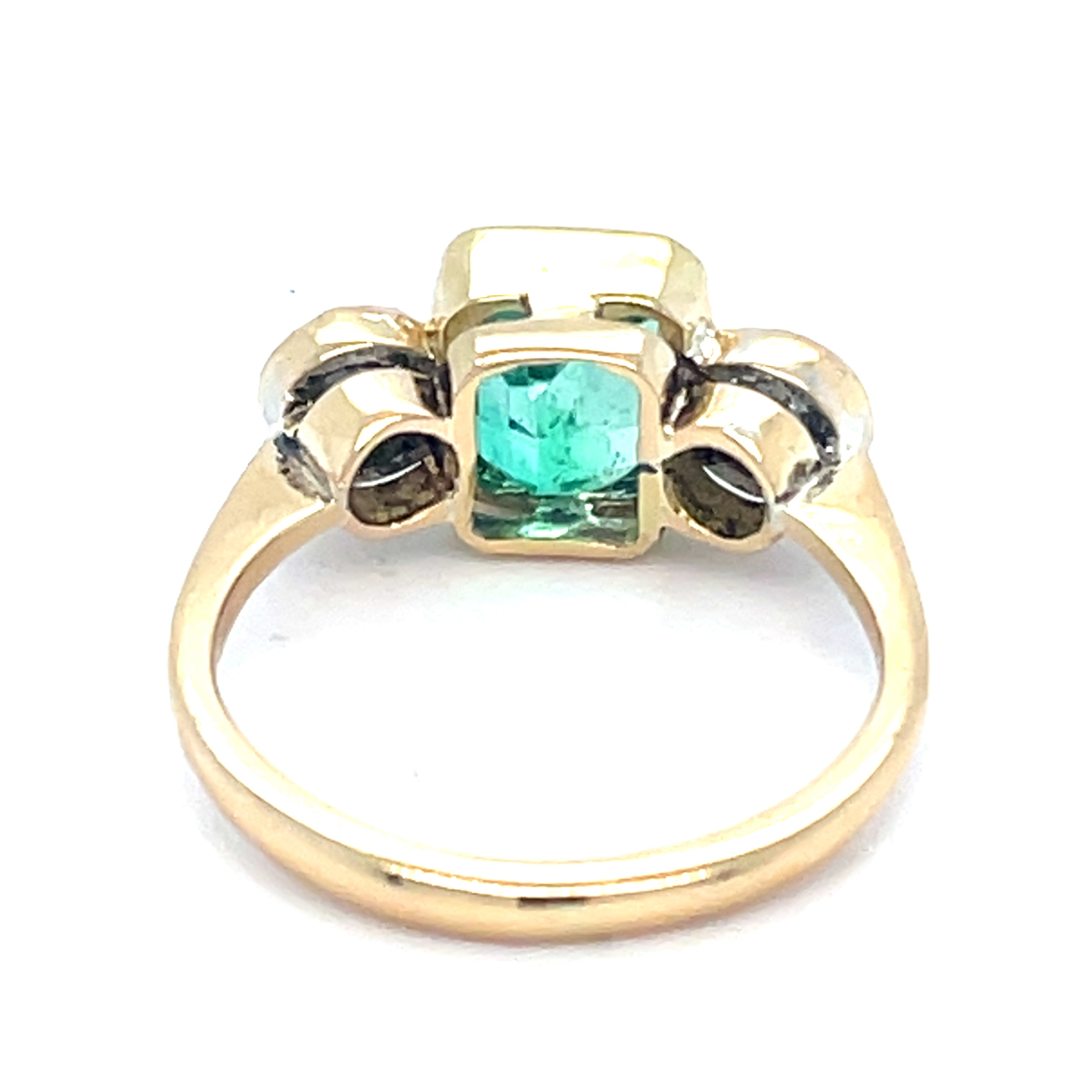 Emerald and Diamond Three Stone Ring 18ct
