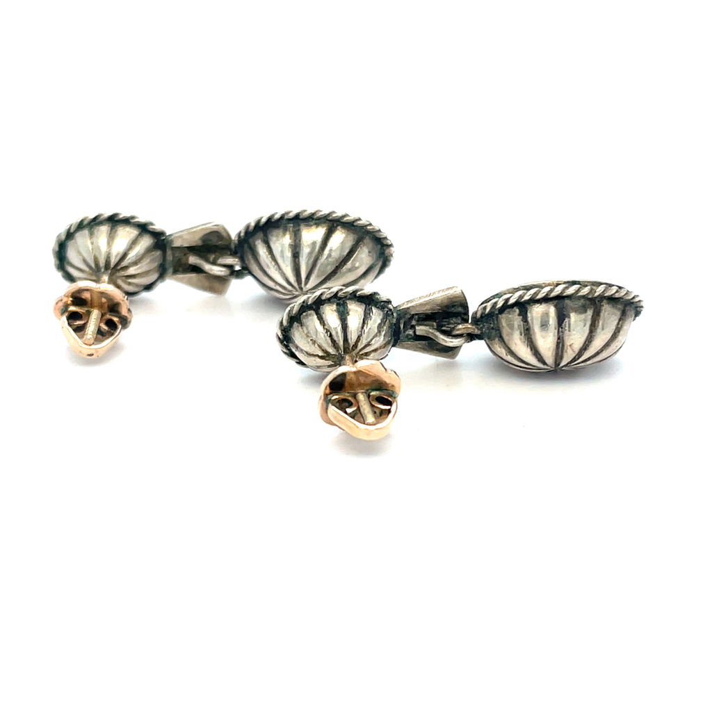Pale Aquamarine Silver and Gold Earrings Circa 1880