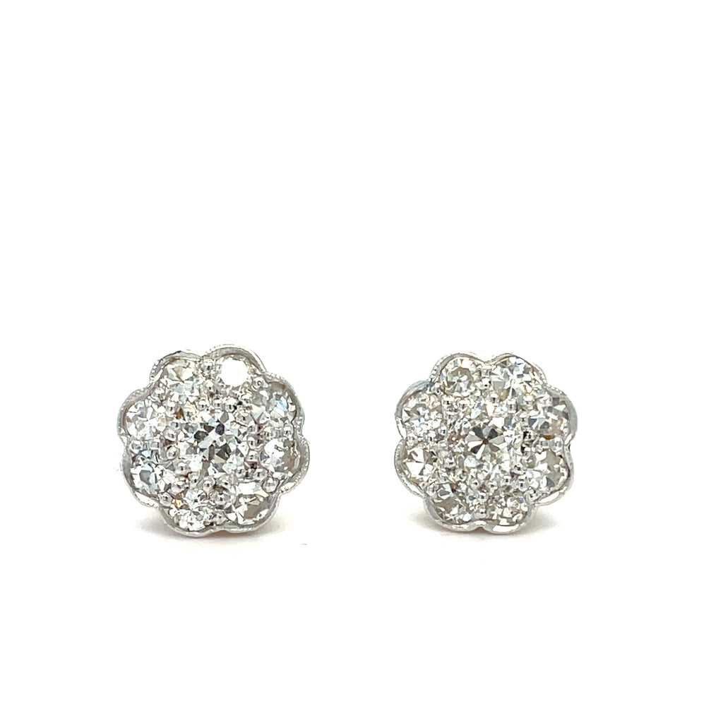 Edwardian Old Cut Diamond Flowerhead Earrings