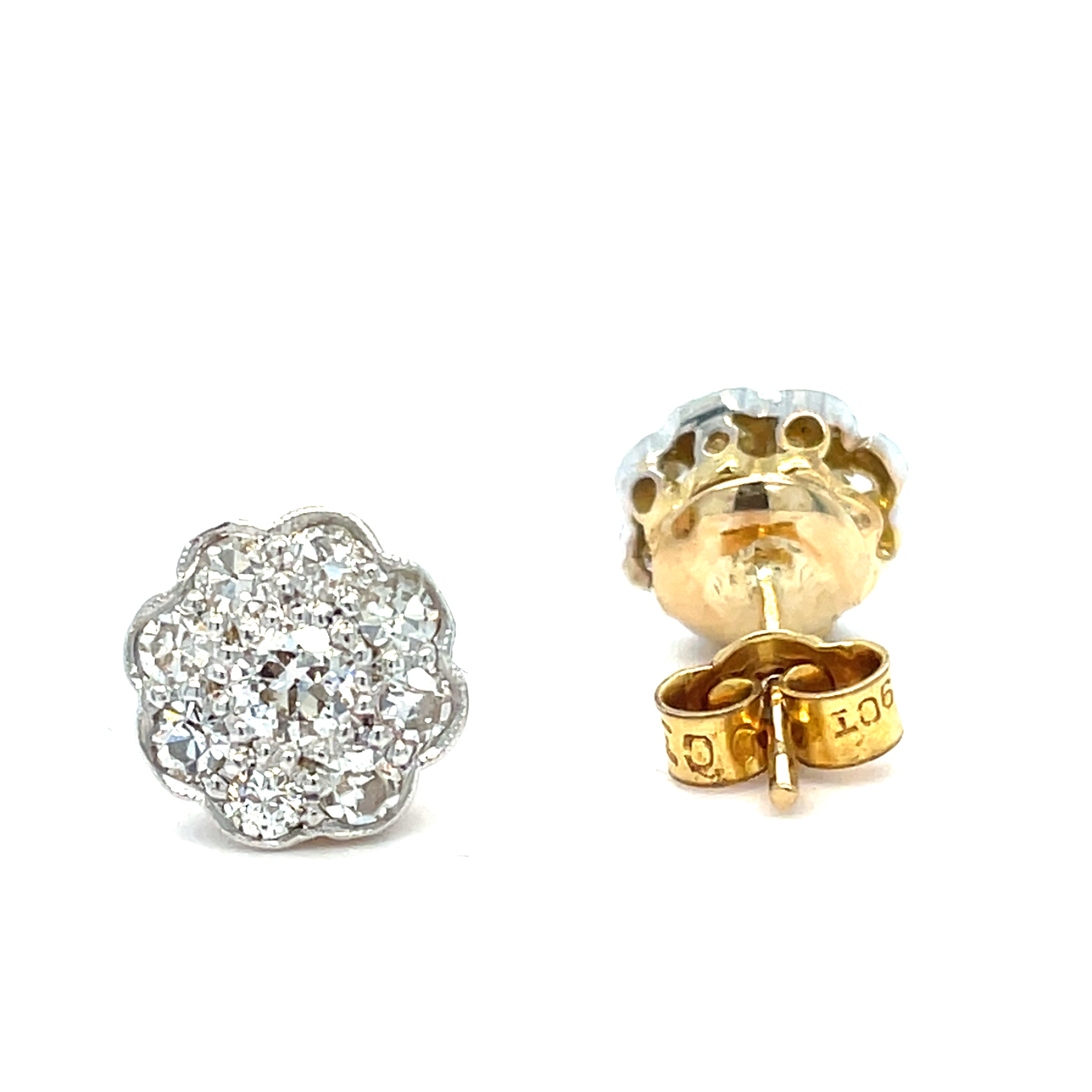 Edwardian Old Cut Diamond Flowerhead Earrings