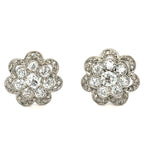 Diamond Flowerhead Platinum Early 20th Century Earrings