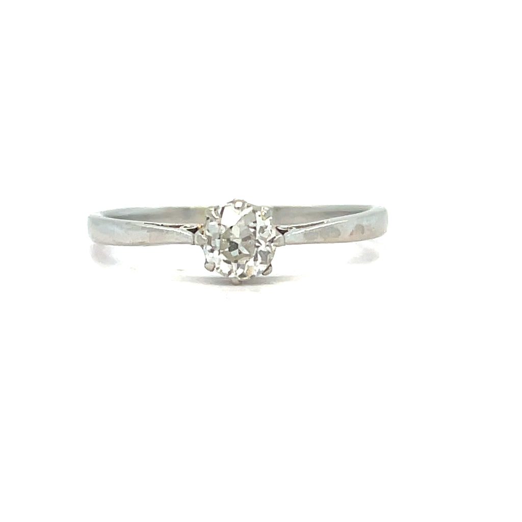 1920s Platinum and Diamond Solitaire Old Cut Ring