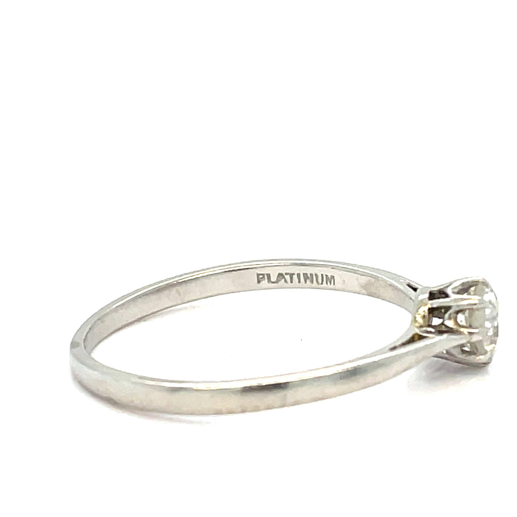 1920s Platinum and Diamond Solitaire Old Cut Ring