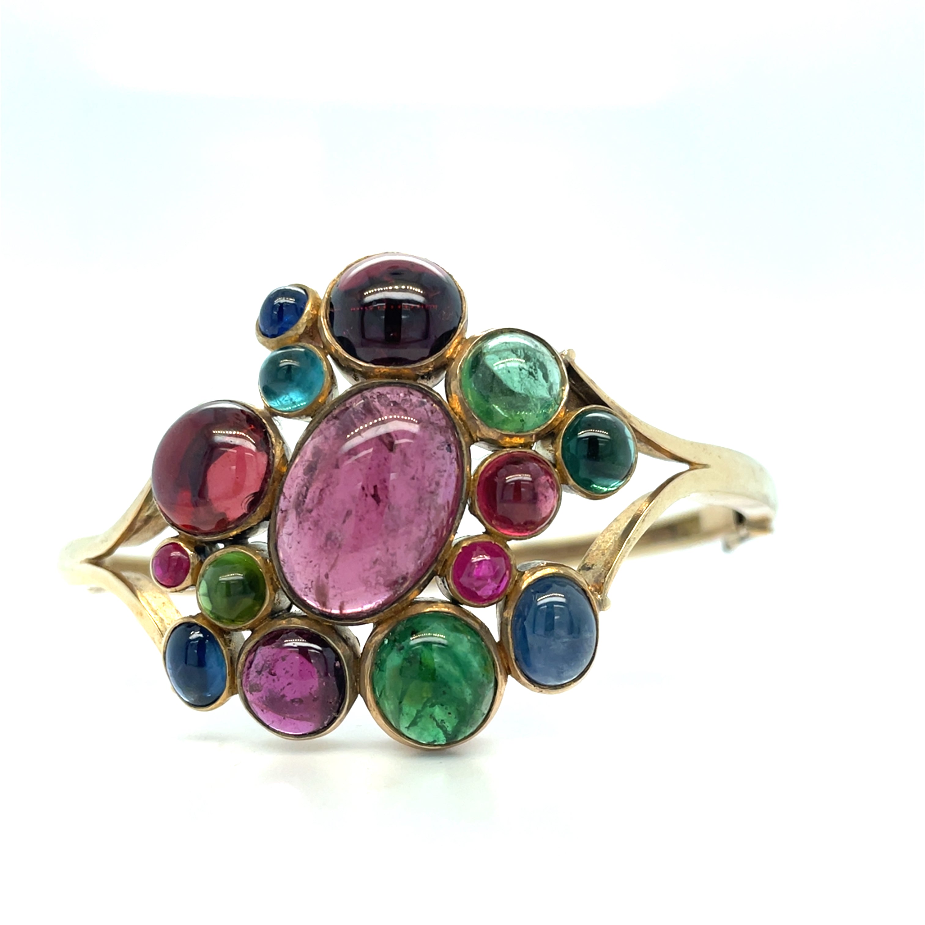 Multi Gem or Tuti-Fruti Vintage Gold Bangle