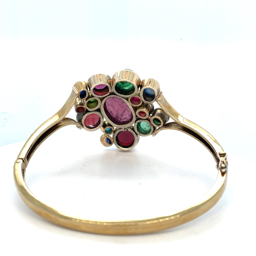 Multi Gem or Tuti-Fruti Vintage Gold Bangle