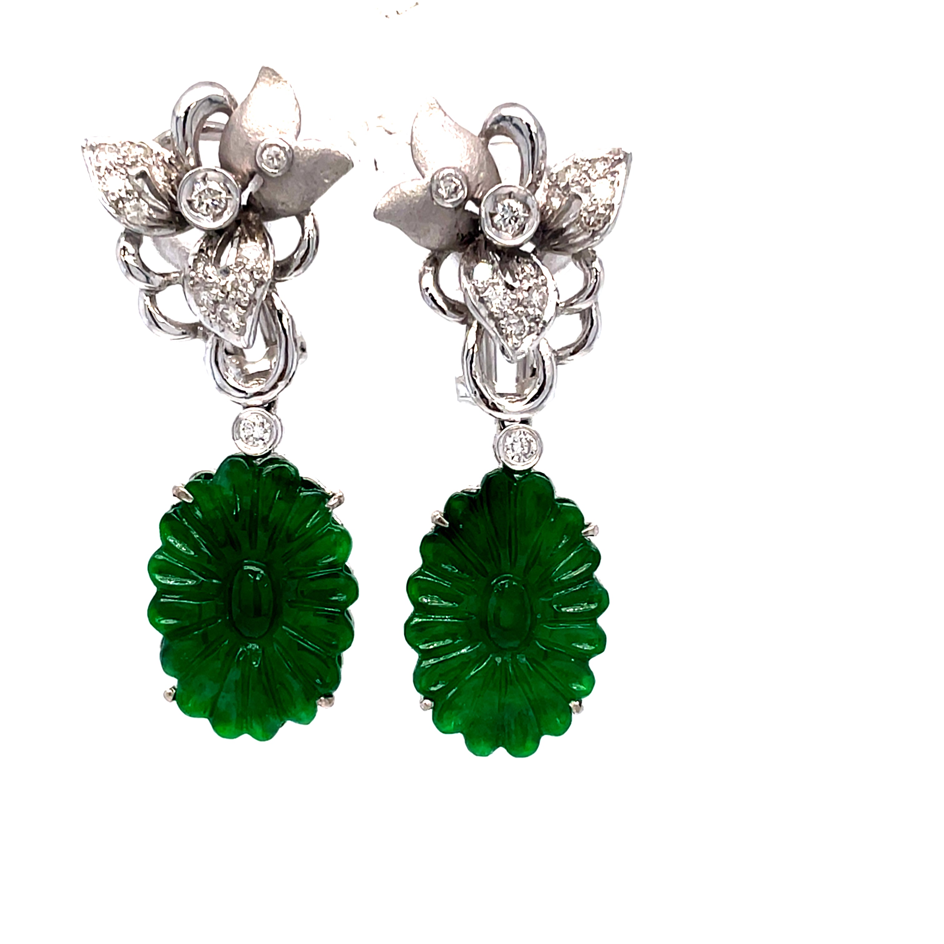 Imperial Jadeite Diamond 18ct gold Earrings
