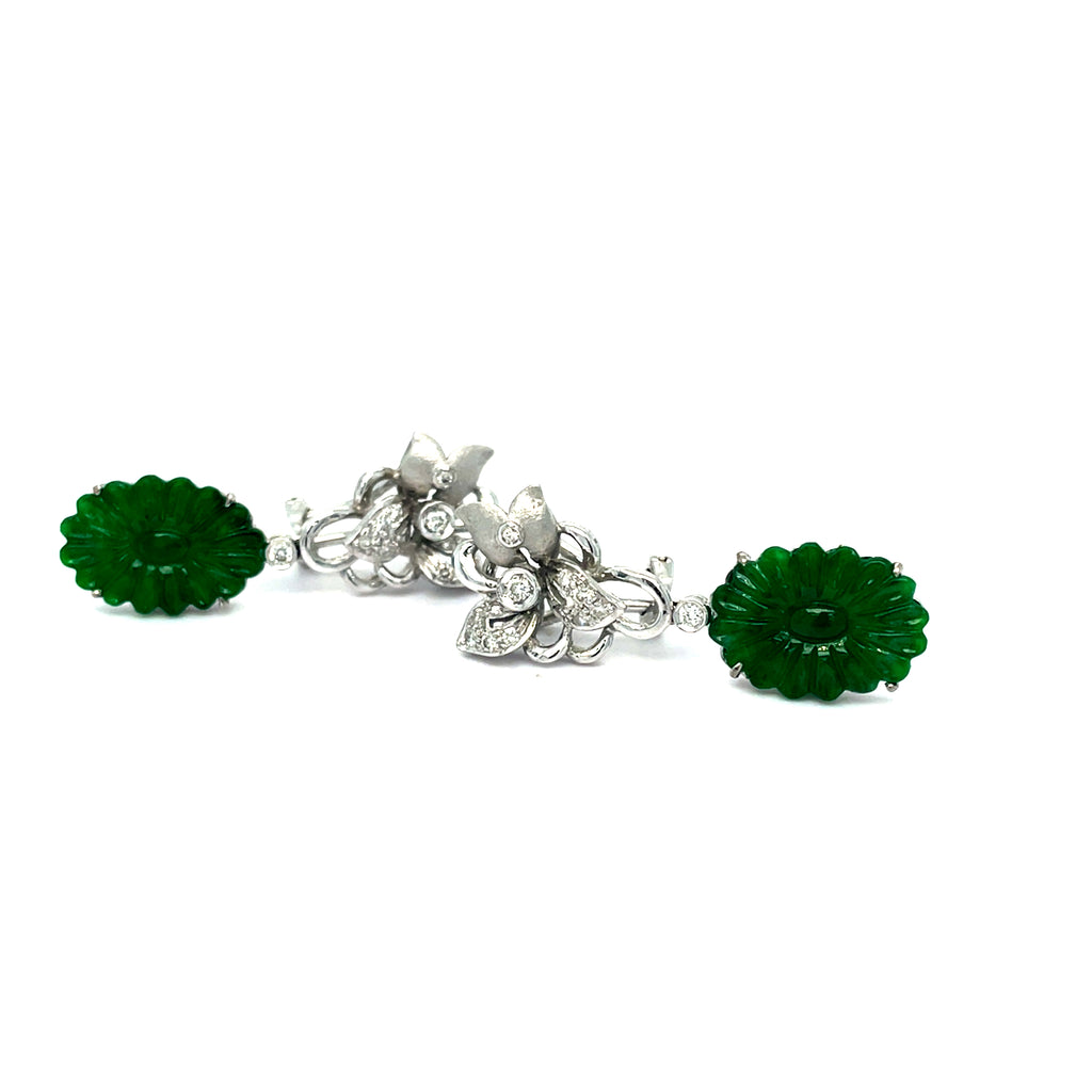 Imperial Jadeite Diamond 18ct gold Earrings