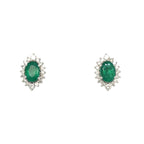 Vintage Emerald and Diamond Cluster Earrings 18ct Gold