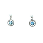 Aquamarine Platinum and Pearl 15ct Gold Earrings