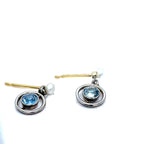 Aquamarine Platinum and Pearl 15ct Gold Earrings