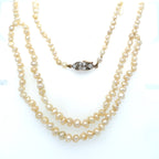 Antique Natural Saltwater Pearl and Diamond Necklace