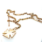 Antique 9ct Rose Gold Albert Chain With T-Bar and Fob