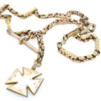 Antique 9ct Rose Gold Albert Chain With T-Bar and Fob