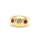 Edwardian Ruby and Diamond Gypsy Ring 18ct Gold