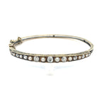 Victorian Diamond and Pearl 18ct Gold Bangle