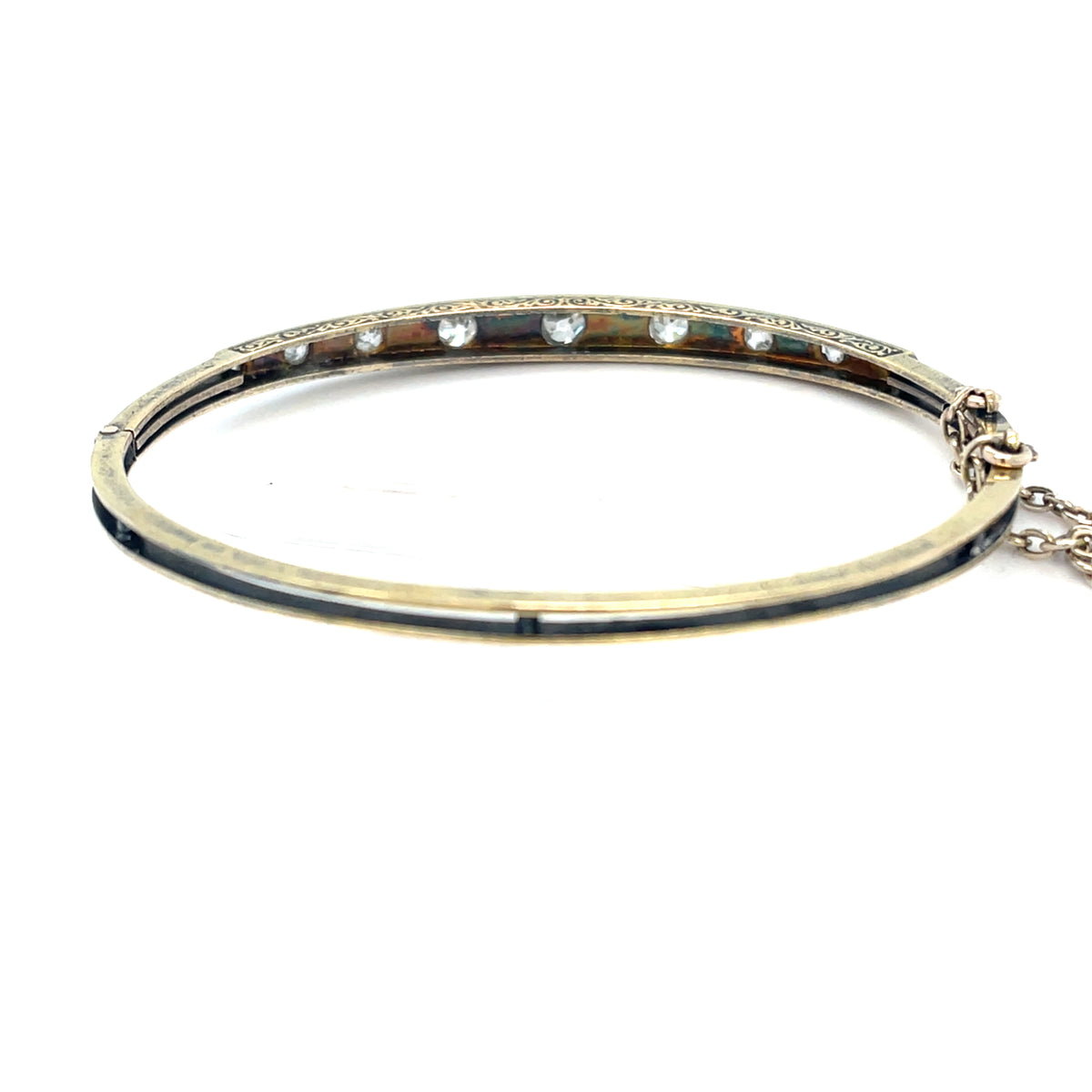 Victorian Diamond and Pearl 18ct Gold Bangle