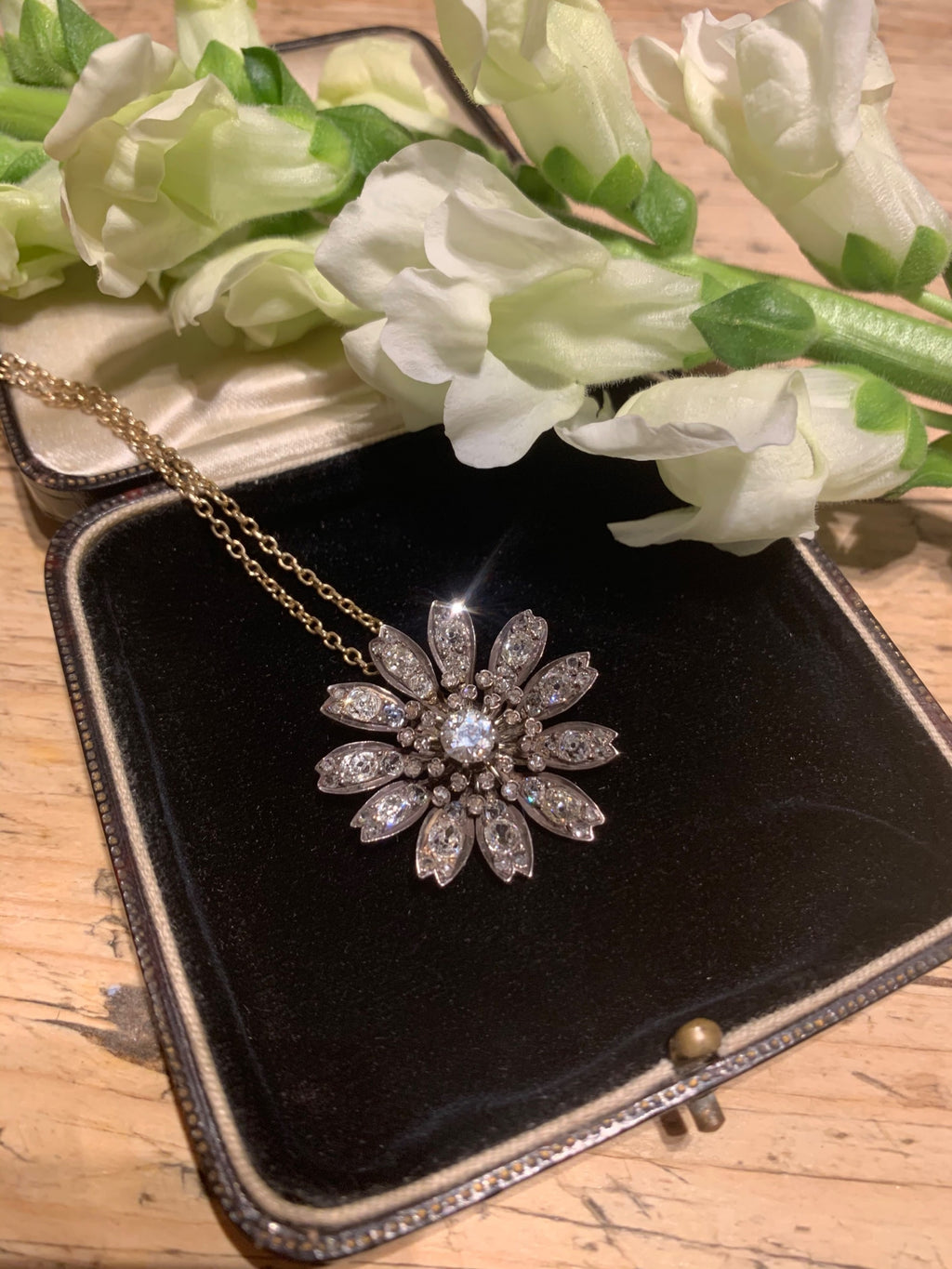 Antique Victorian Diamond Flowerhead Pendant