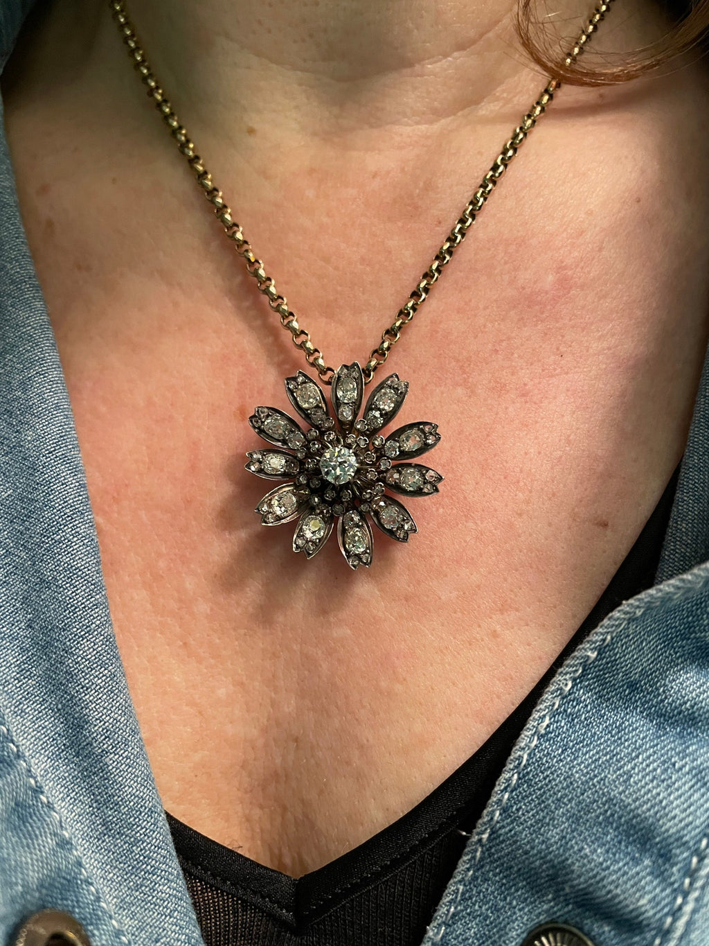 Antique Victorian Diamond Flowerhead Pendant