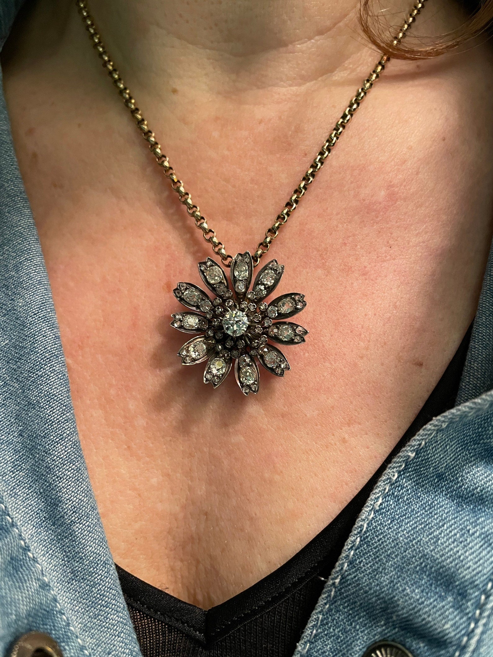 Antique Victorian Diamond Flowerhead Pendant