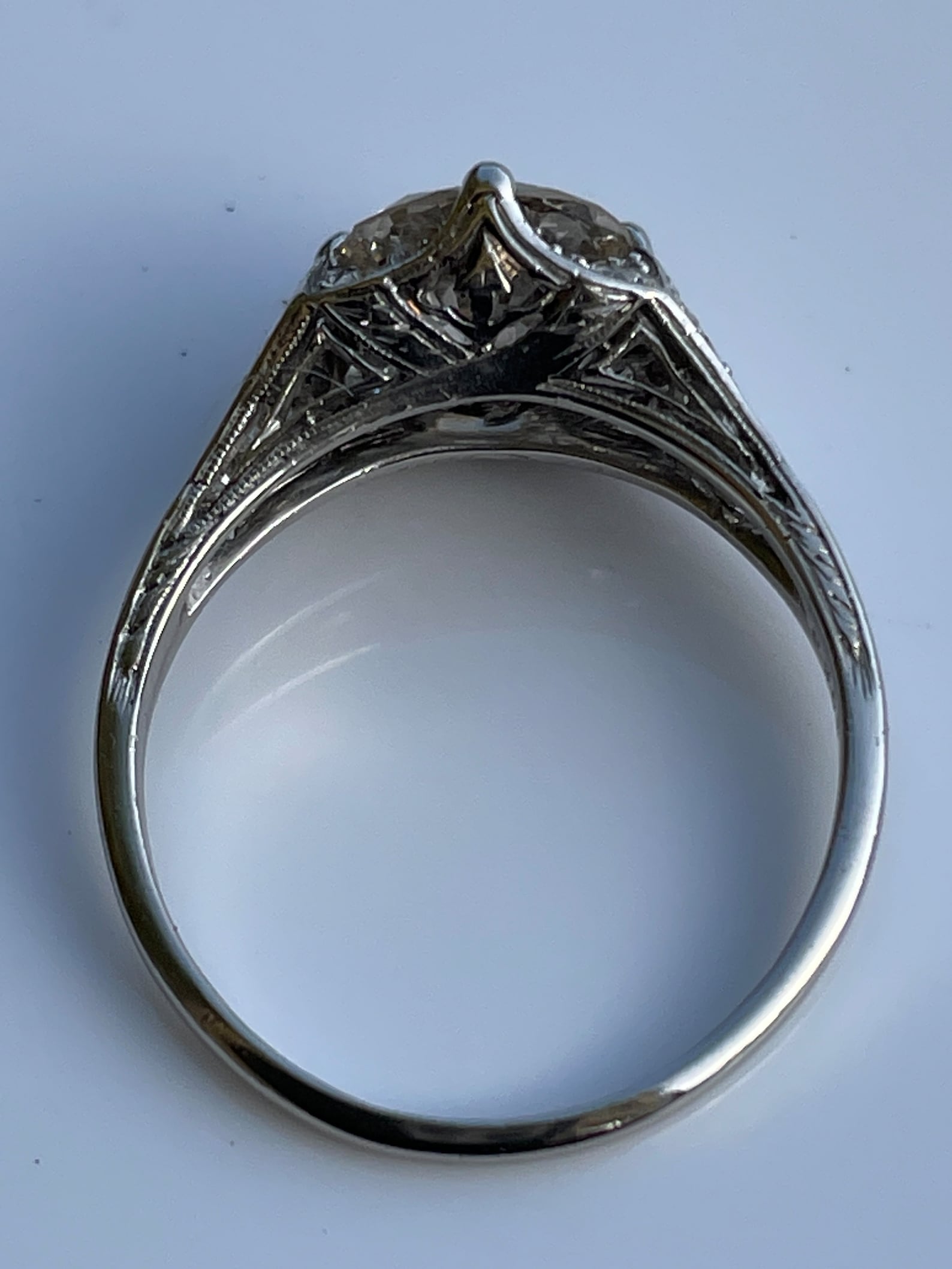 1.6ct Diamond Solitaire Art Deco Platinum Ring