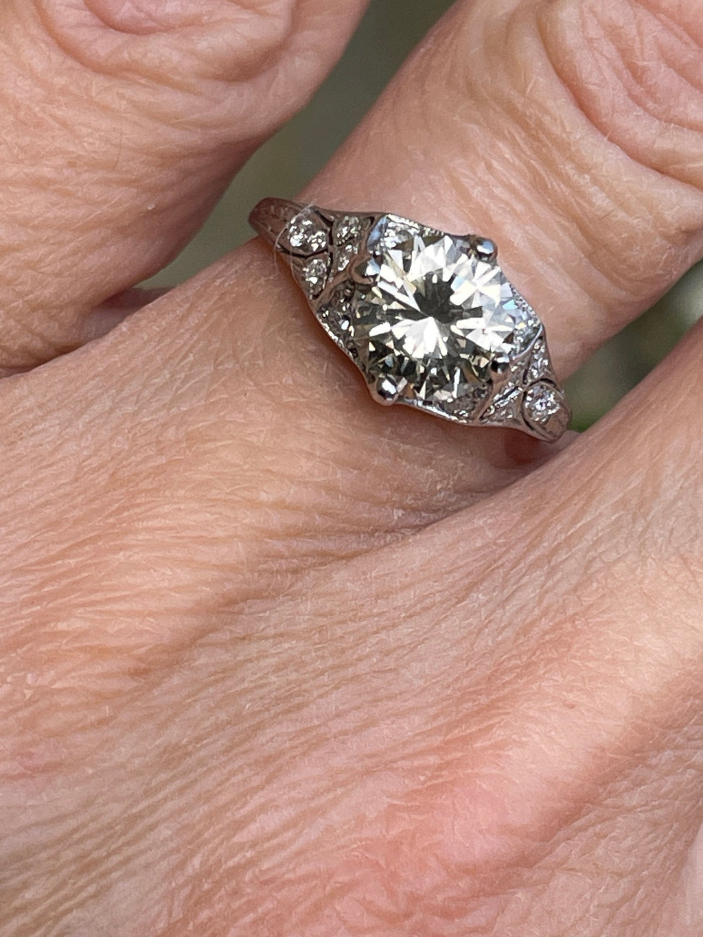 1.6ct Diamond Solitaire Art Deco Platinum Ring