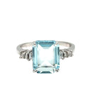 Modern Aquamarine and Diamond Ring