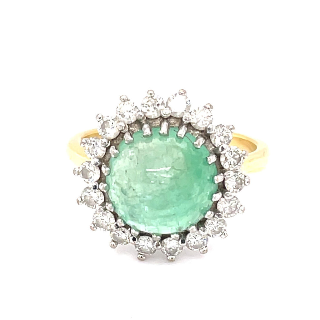 Emerald and Diamond Cluster Ring