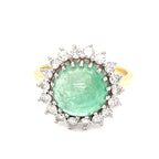 Emerald and Diamond Cluster Ring