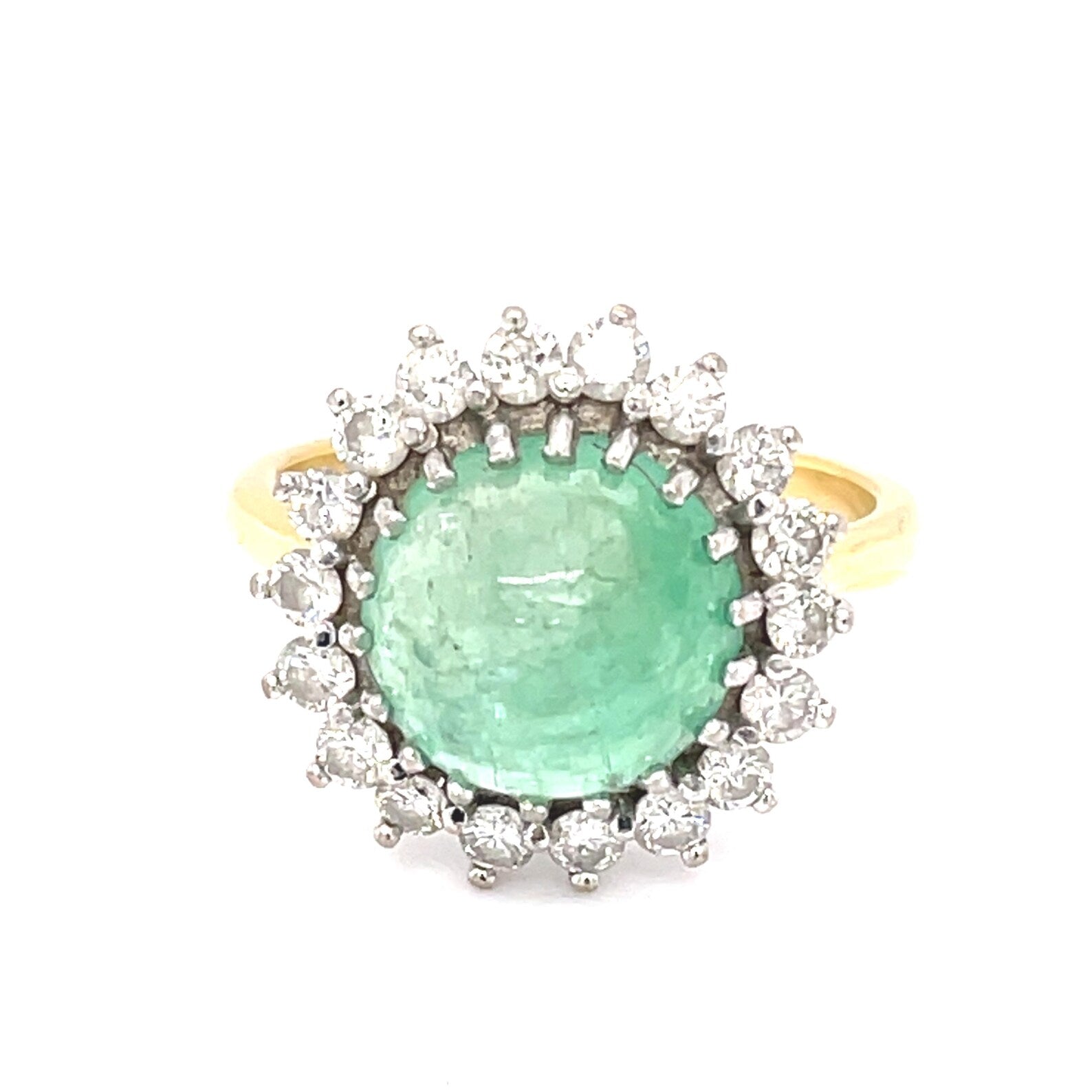 Emerald and Diamond Cluster Ring