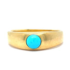 Antique Victorian Turquoise Gypsy Style 18ct Gold Ring