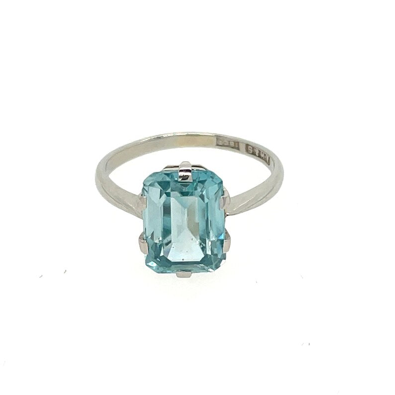 Art Deco Zircon Solitaire Ring 18 Karat