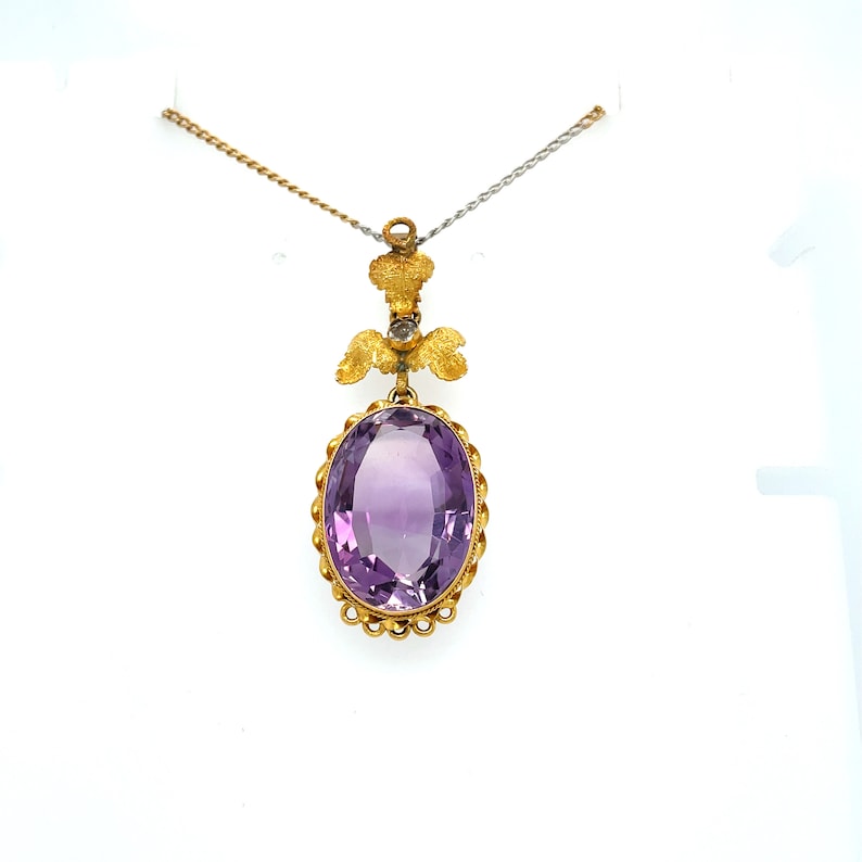 Amethyst and Topaz Victorian Large Pendant 18ct Gold and Platinum