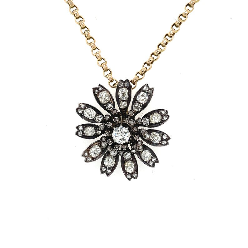 Antique Victorian Diamond Flowerhead Pendant
