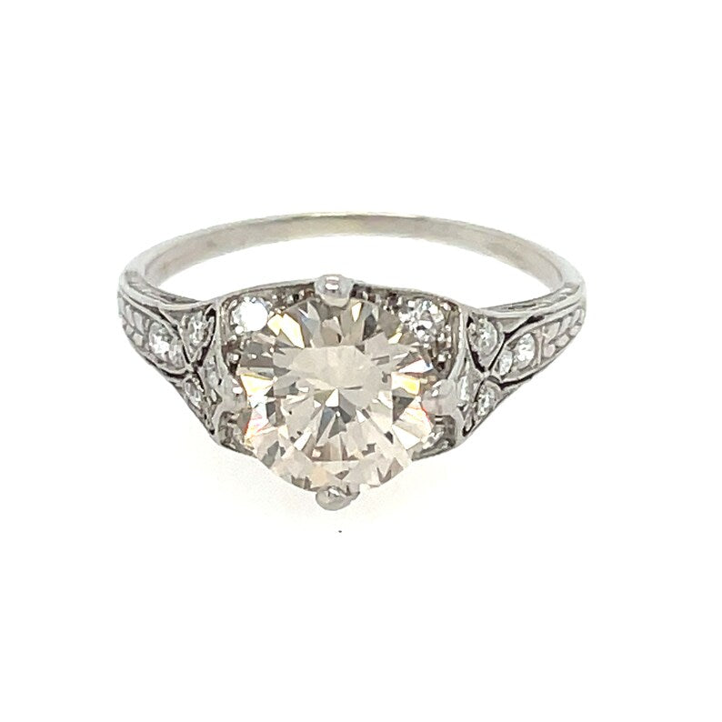 1.6ct Diamond Solitaire Art Deco Platinum Ring