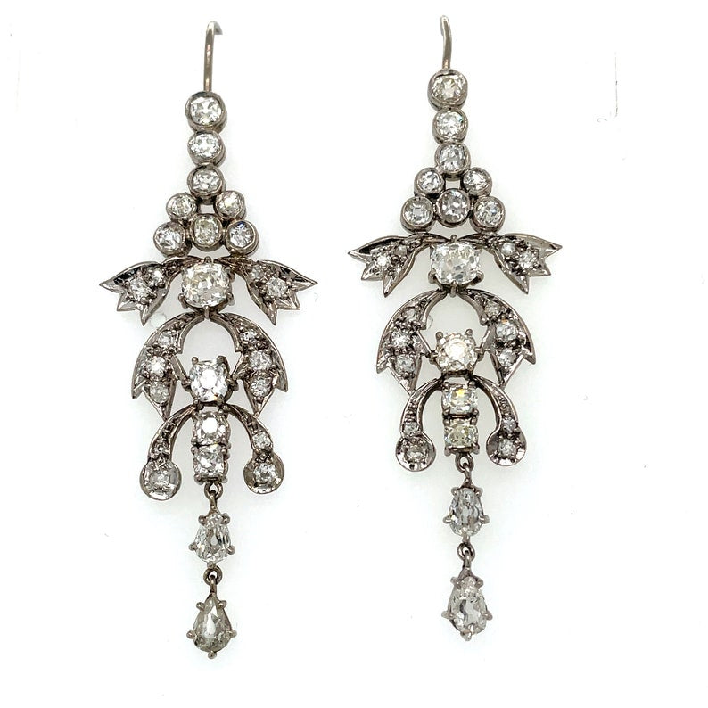 Victorian Antique Diamond Chandelier Earrings