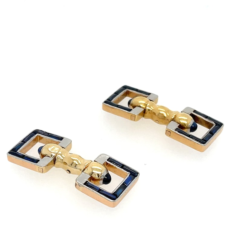 Art Deco Sapphire Platinum and 18ct Gold Cufflinks