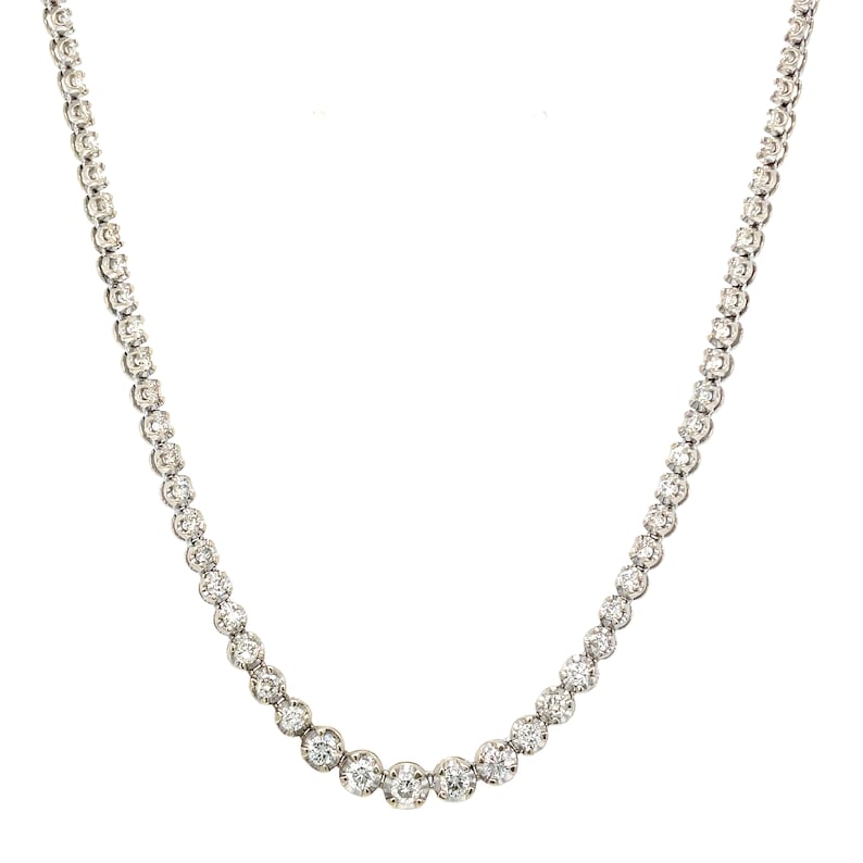Modern Diamond Riviere Necklace 5cts 18ct Gold