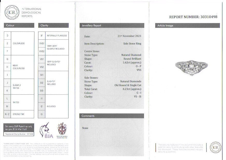 1.6ct Diamond Solitaire Art Deco Platinum Ring