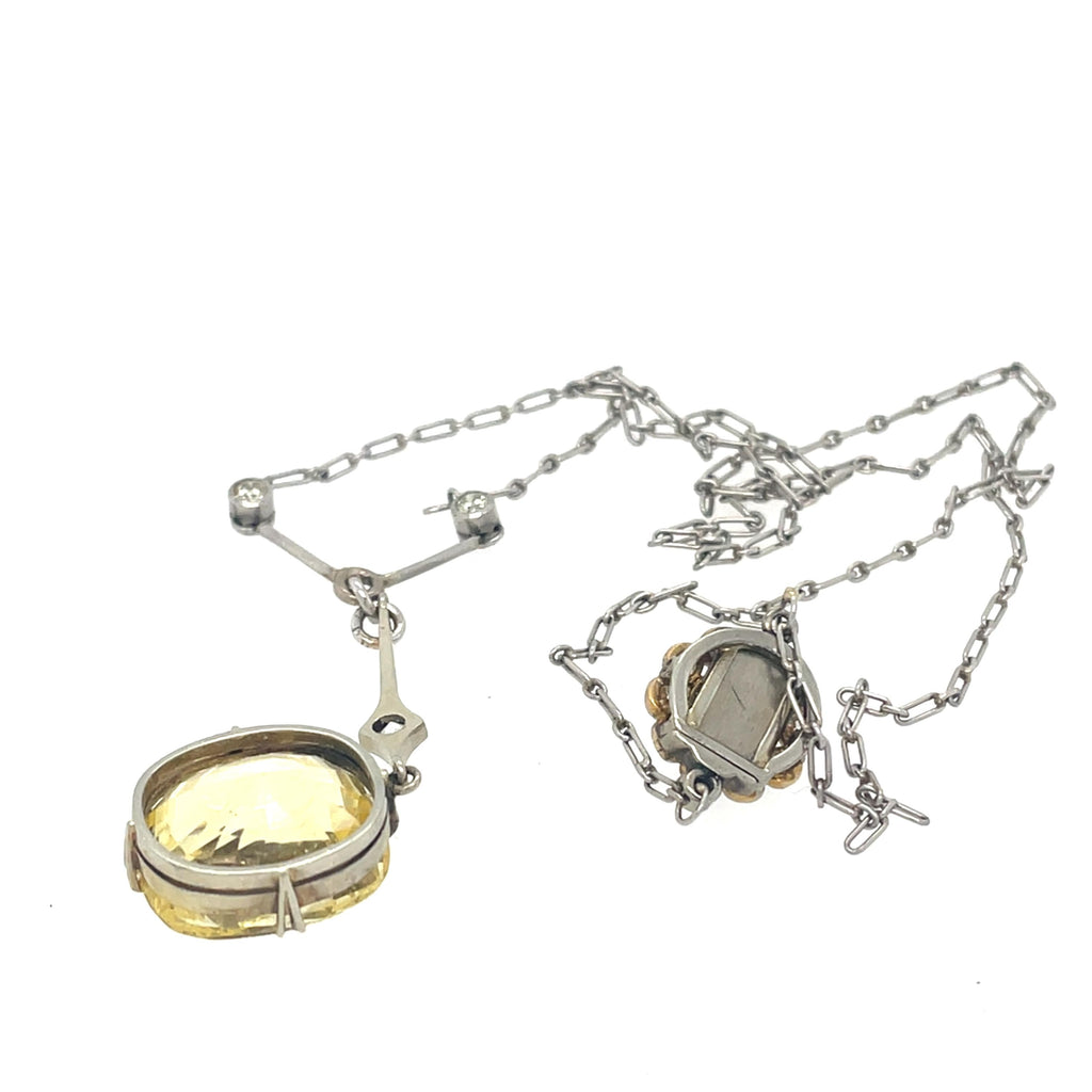 12ct Yellow Sapphire Antique Edwardian Pendant Necklace