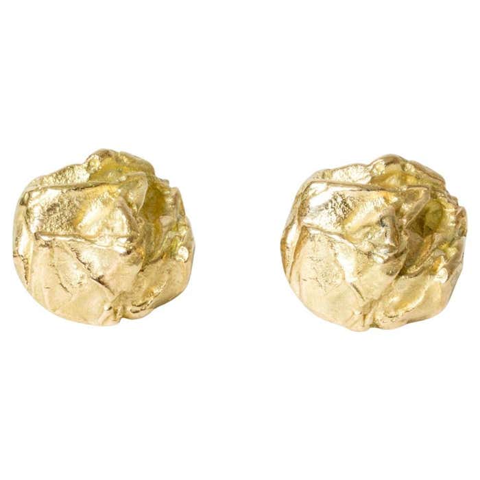 Vintage gold "Nugget" earrings by Björn Weckström, Lapponia, Finland, 1960s